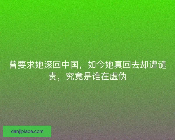 曾要求她滚回中国，如今她真回去却遭谴责，究竟是谁在虚伪