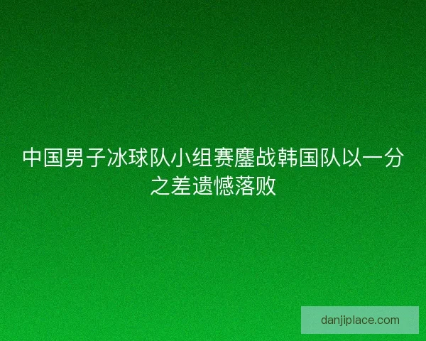 中国男子冰球队小组赛鏖战韩国队以一分之差遗憾落败
