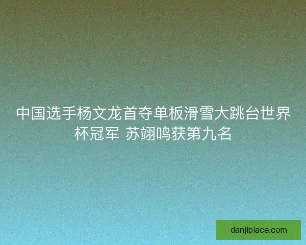 中国选手杨文龙首夺单板滑雪大跳台世界杯冠军 苏翊鸣获第九名